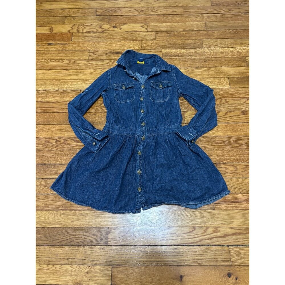 Polo Ralph Lauren Dress Girls Youth 10 Blue Button Front Denim Long Sleeve Pony